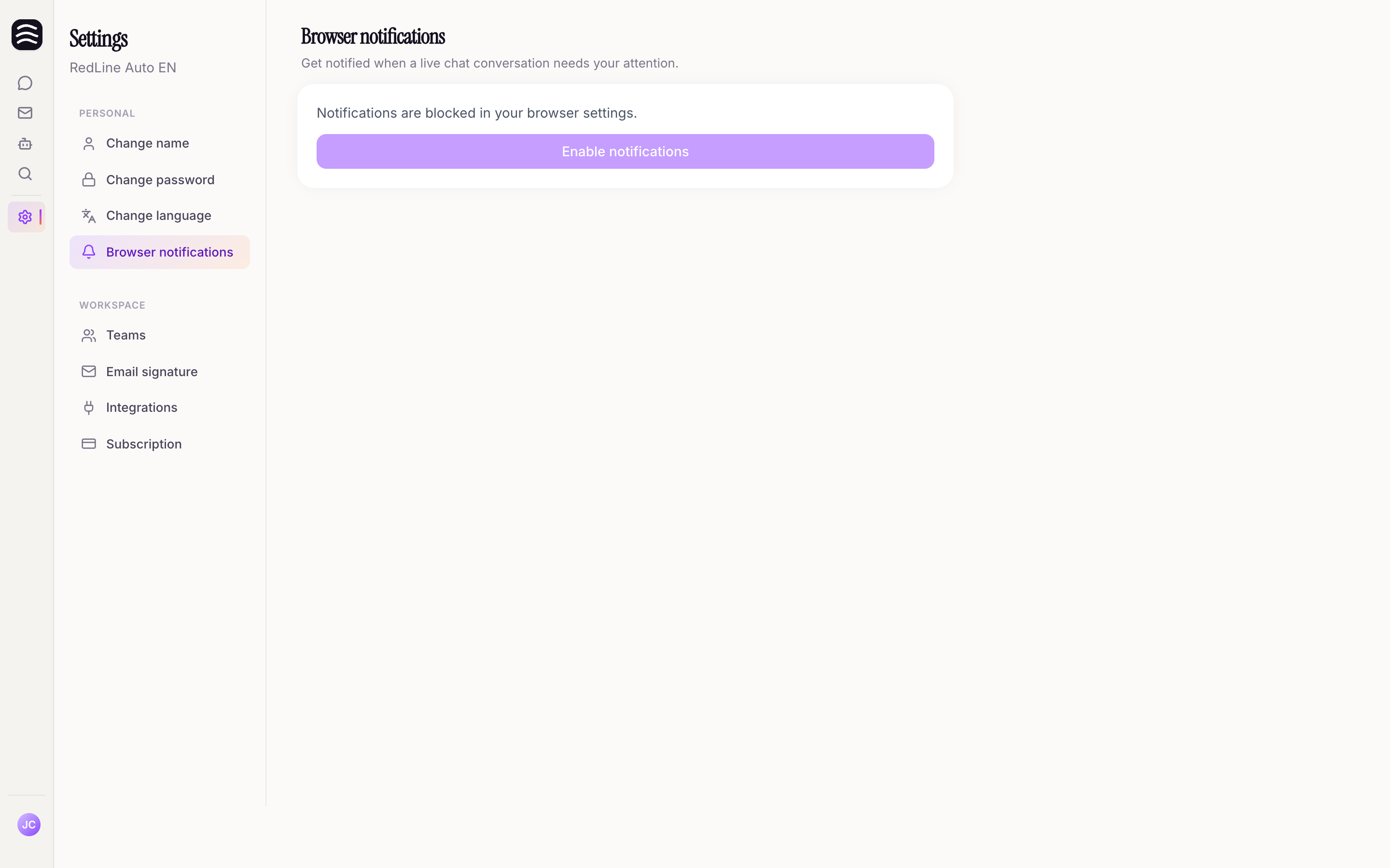 Enabling notifications