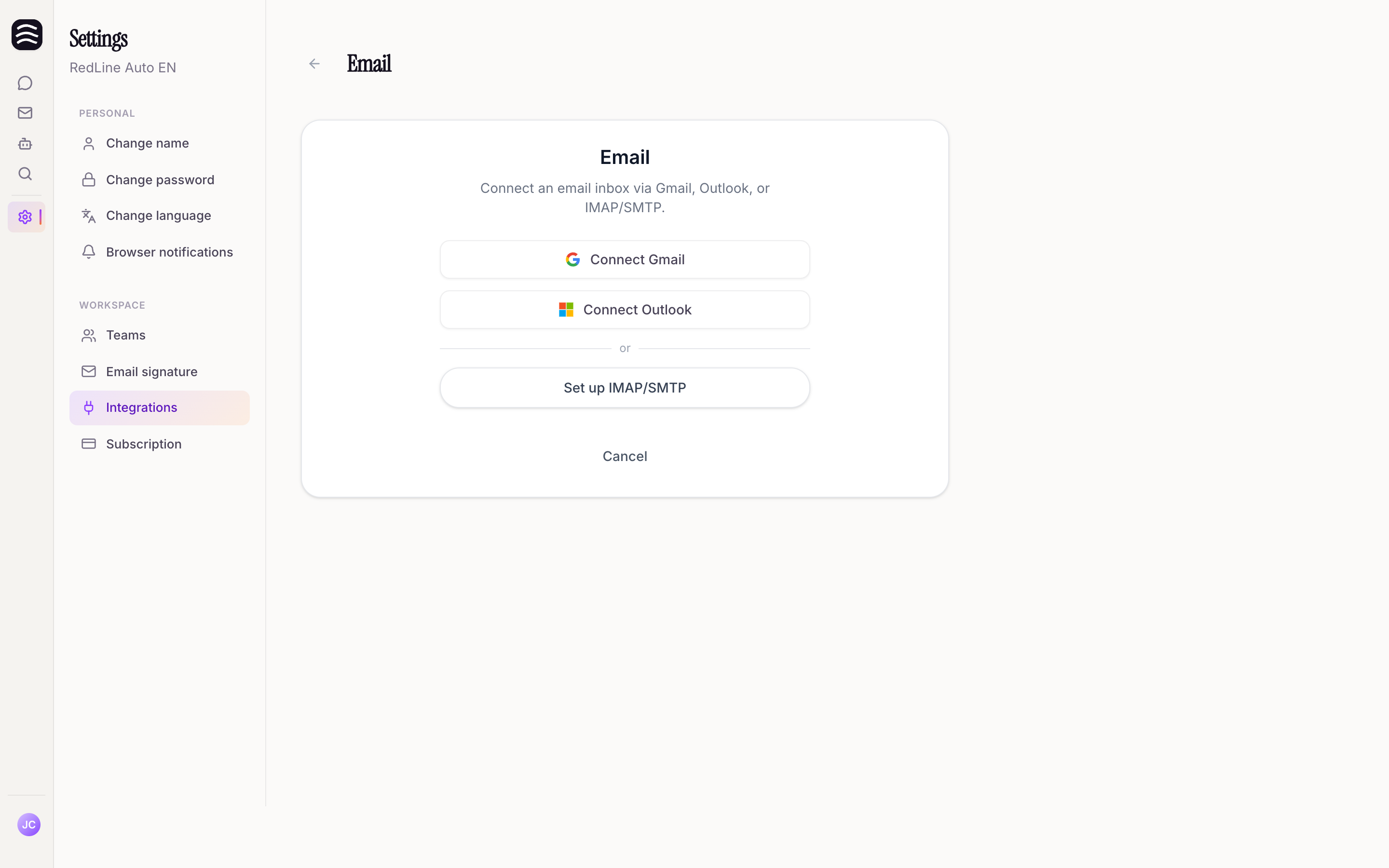 Gmail connection flow