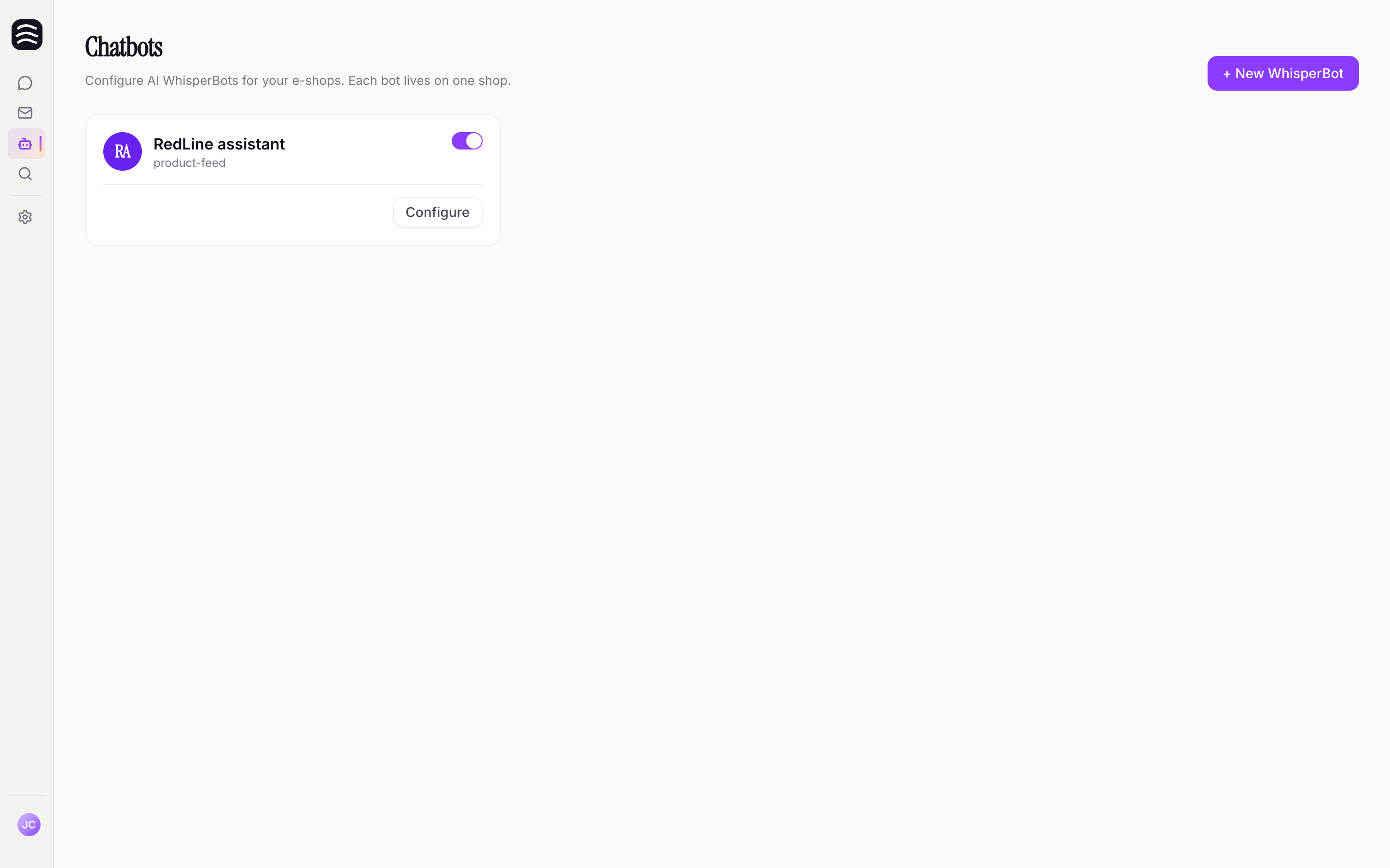 Toggling AI Sales Agent in the dashboard